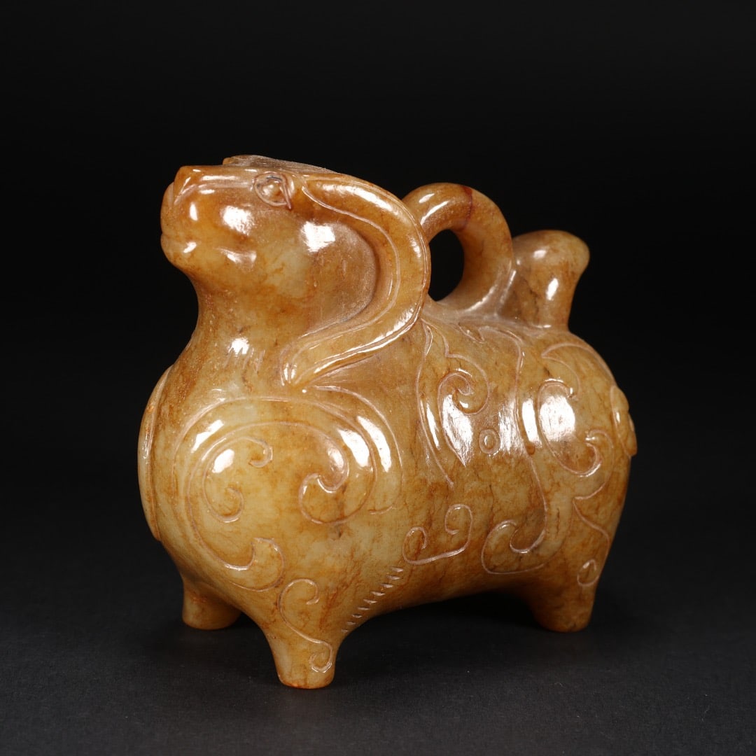 Jade Carved Ram Shape Ornament - 4