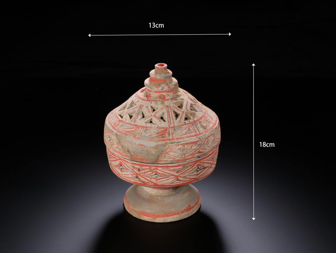 Pottery Colour Painted Flower Pattern Incense Burner: Pottery Colour Painted Flower Pattern Incense Burner (13 x 18cm)