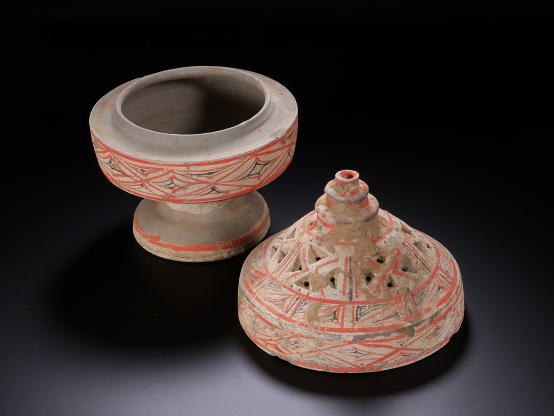 Pottery Colour Painted Flower Pattern Incense Burner - 4