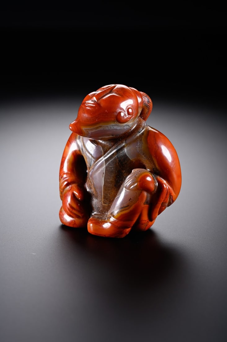 Agate Carved Character Shape Ornament - 3