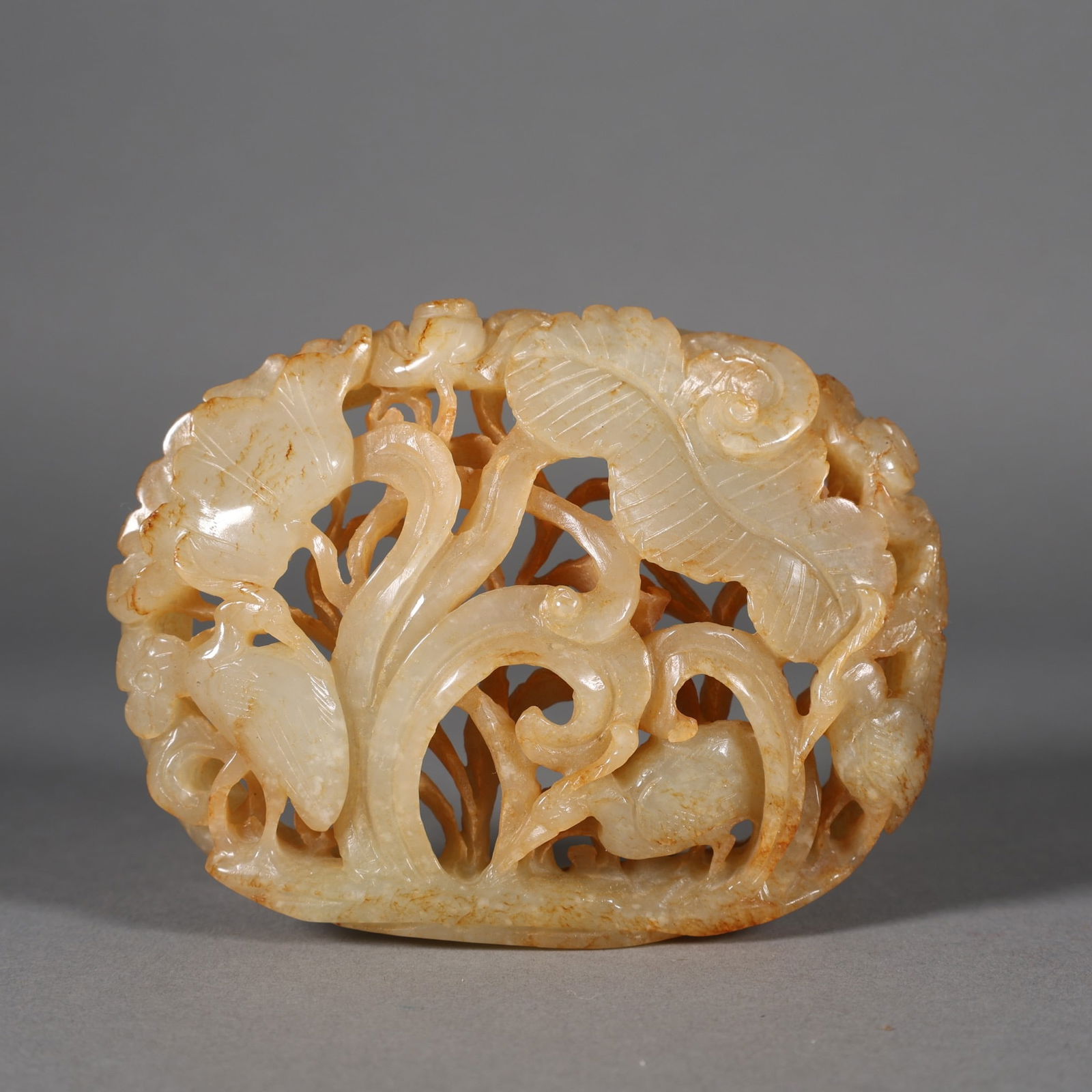 Jade Carved Flower and Bird Pattern Ornament (1 of 9)