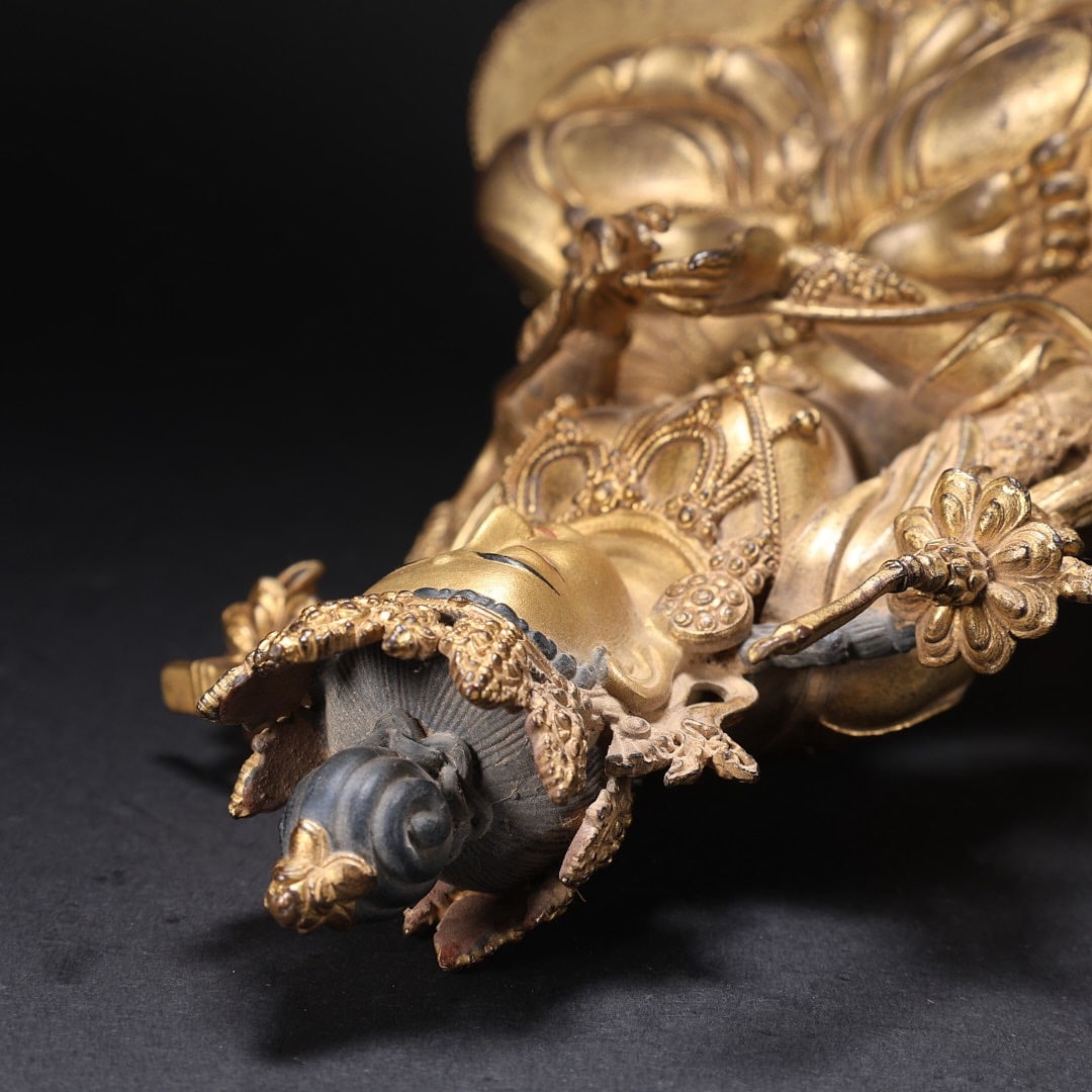 Gilt Bronze Manjushri Figure - 3