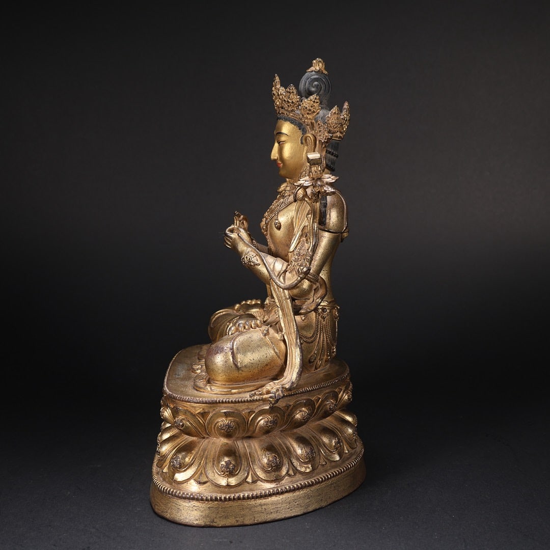 Gilt Bronze Manjushri Figure - 8