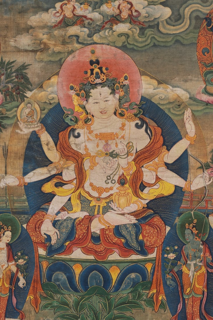 Colour Painted GuanYin Pattern Tangka - 2