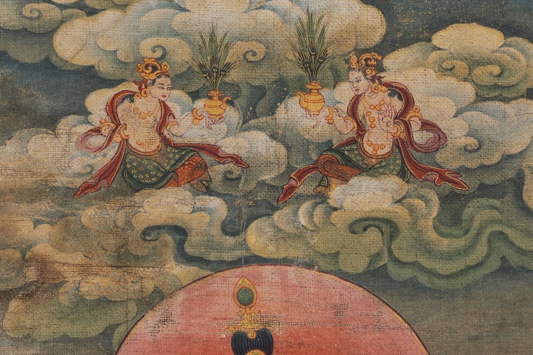 Colour Painted GuanYin Pattern Tangka - 3