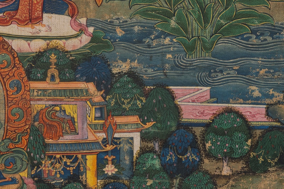 Colour Painted GuanYin Pattern Tangka - 4