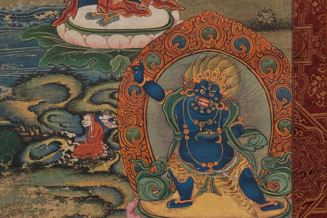 Colour Painted GuanYin Pattern Tangka - 9