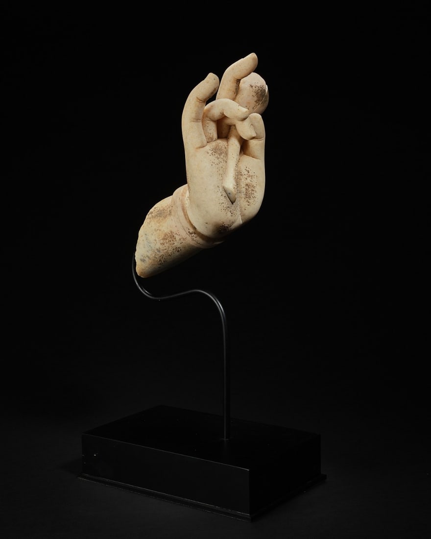 White Stone Buddha Hand Figure - 4