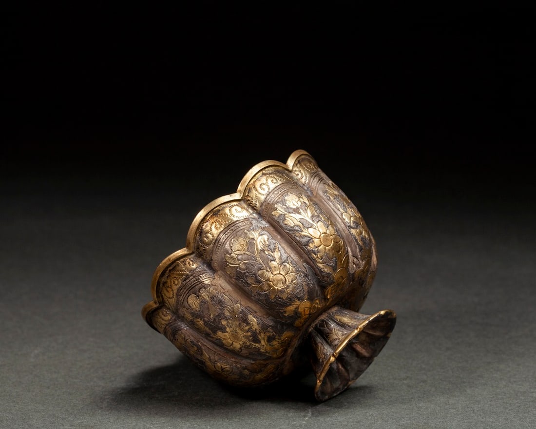 Gilt Silver Carved Flower Pattern Bowl - 4