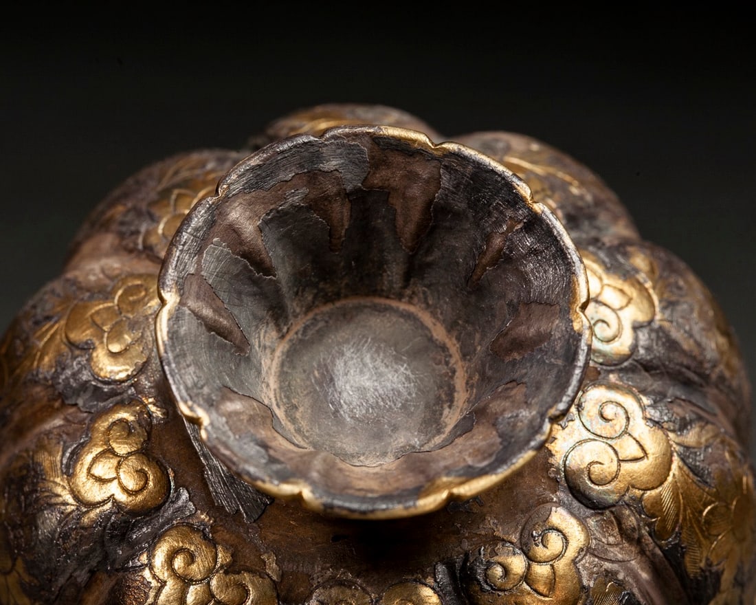 Gilt Silver Carved Flower Pattern Bowl - 9