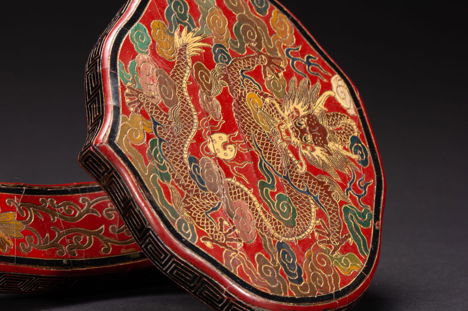 Lacquerware Gold Drawing Dragon Pattern RuYi Ornament - 6