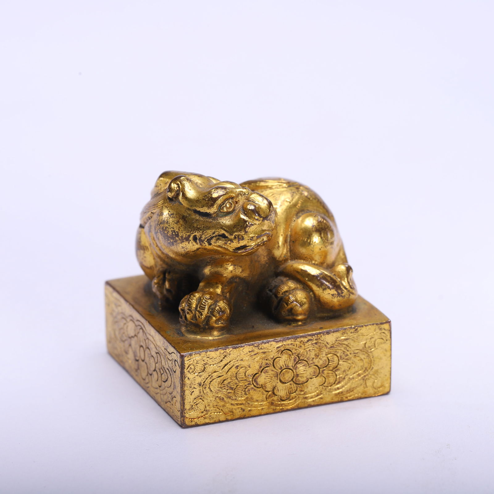 Gilt Bronze Carved Beast Shape Stone Seal (1 of 9)