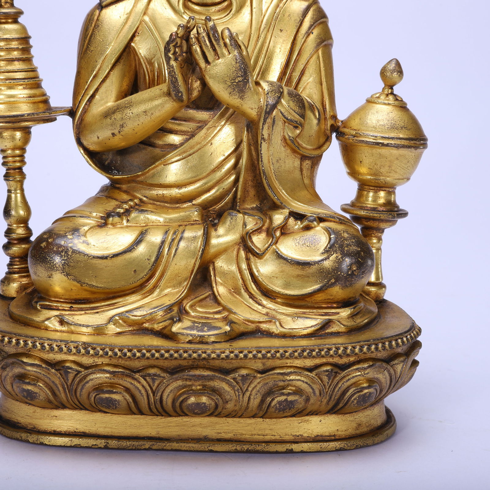Gilt Bronze Tsongkhapa Figure - 3