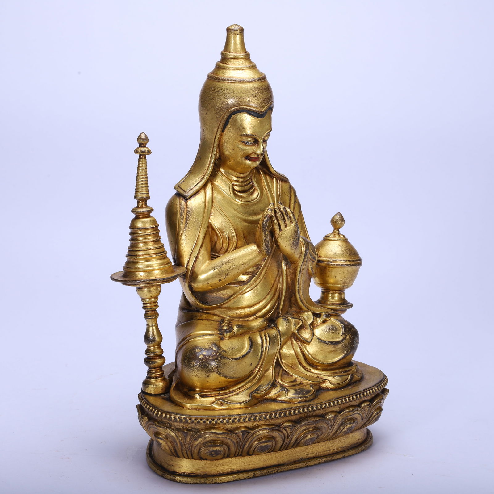 Gilt Bronze Tsongkhapa Figure - 4
