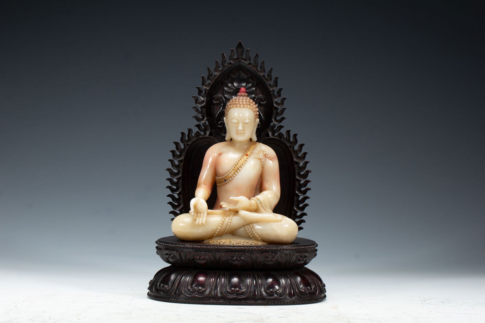 Shoushan Stone Carved Sakyamuni Figure: Shoushan Stone Carved Sakyamuni Figure (16 x 13 x 23.5cm,Weight 1600g)