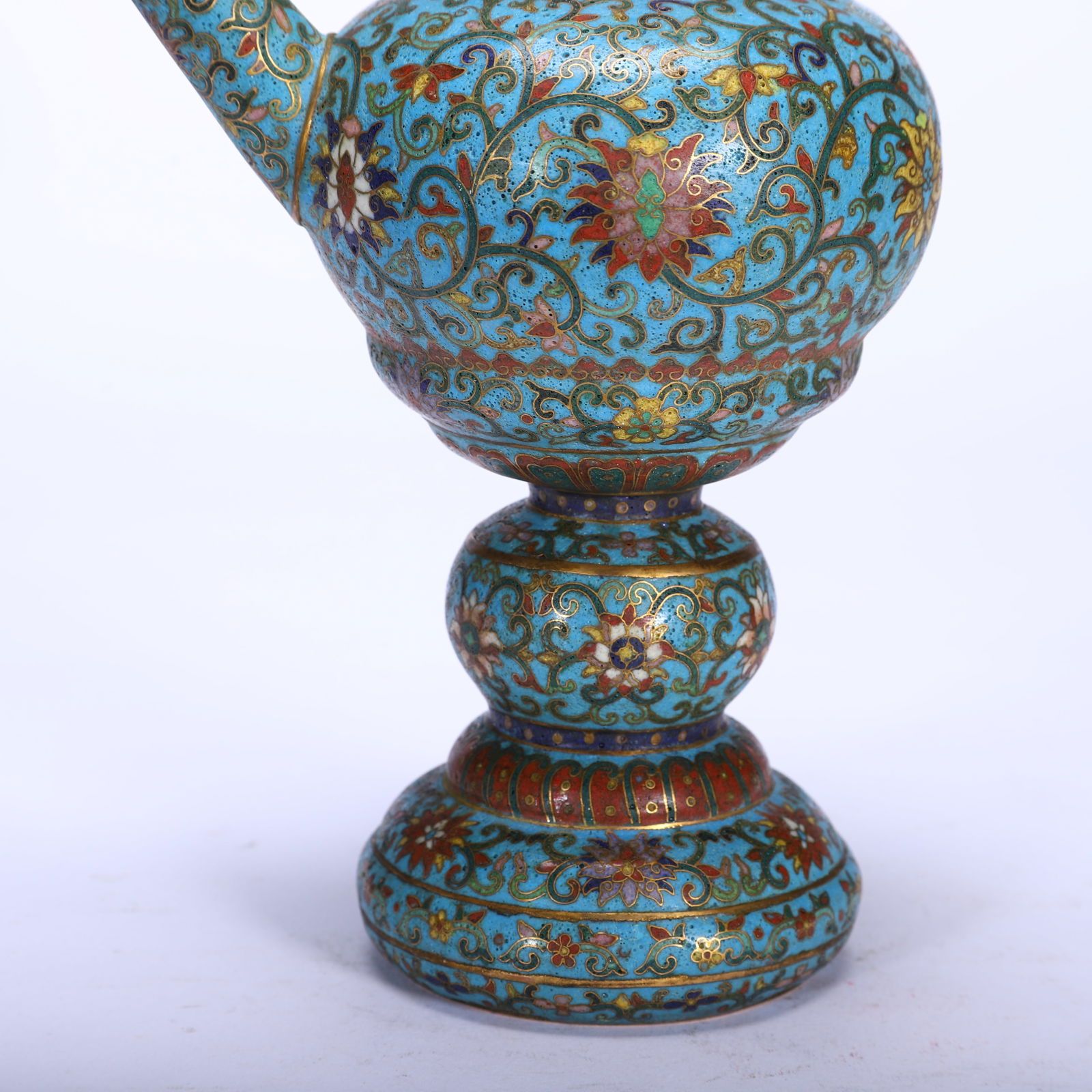 Bronze Cloisonne Carved Flower Pattern Pot - 3