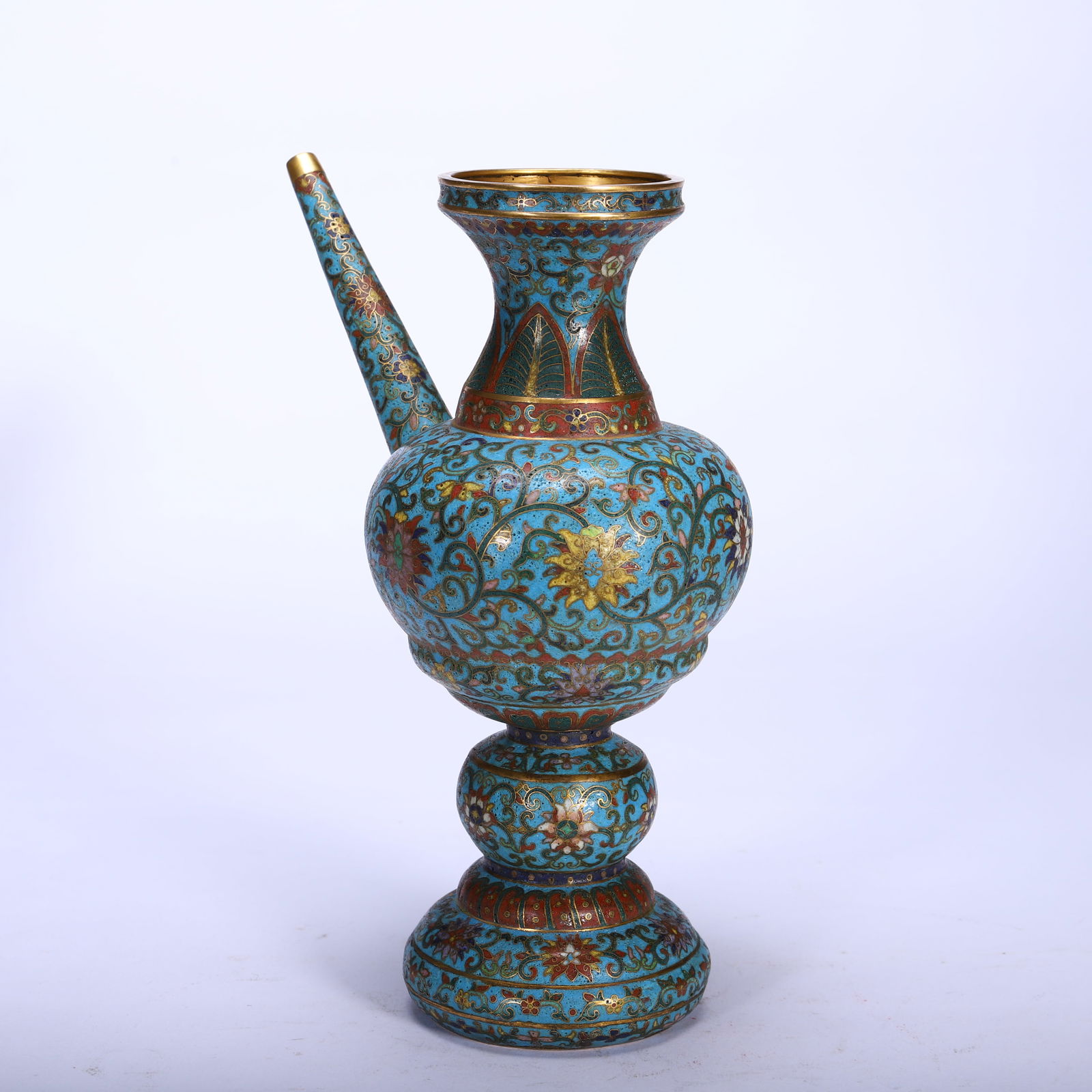 Bronze Cloisonne Carved Flower Pattern Pot - 4