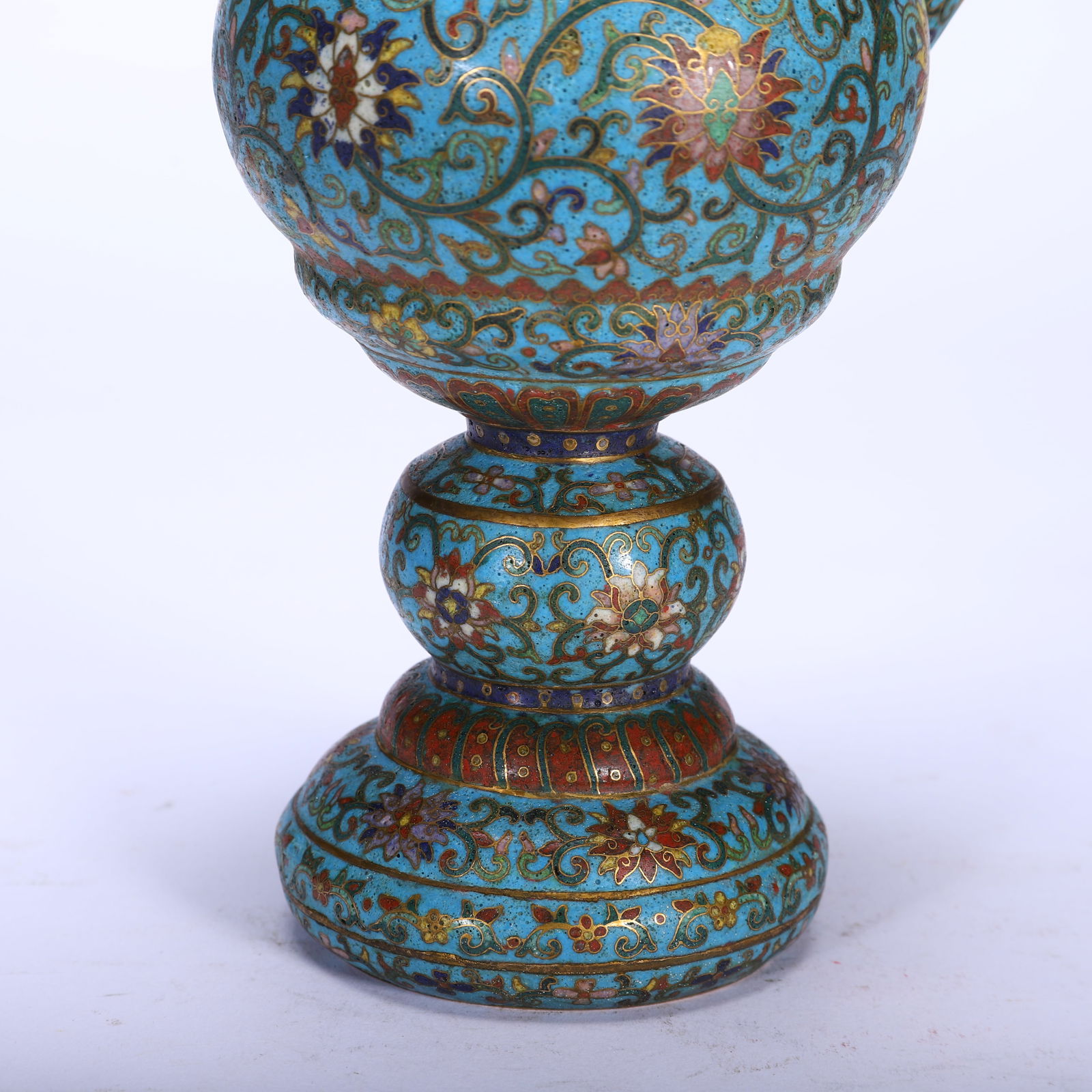 Bronze Cloisonne Carved Flower Pattern Pot - 6