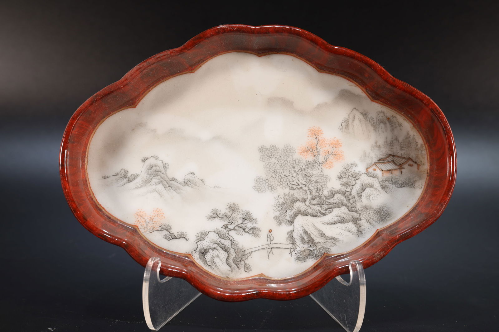 Ink Colored Landscape Pattern Porcelain Washer: Ink Colored Landscape Pattern Porcelain Washer (17 x 12 x 2.5cm)