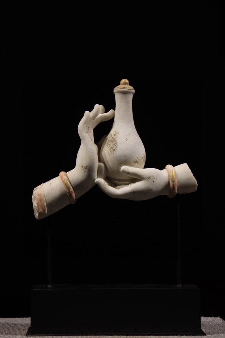 White Stone Buddha Hand Figure - 2