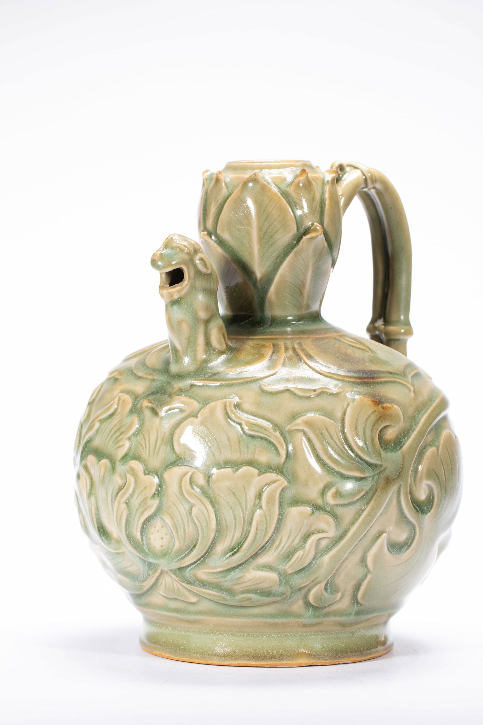 Longquan Ware Carved Flower Pattern Porcelain Pot - 4