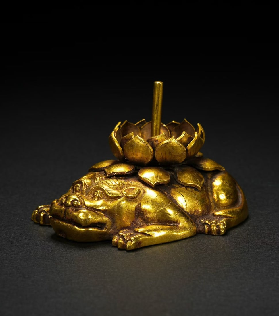 Gilt Bronze Carved Beast Shape Candlestick - 2