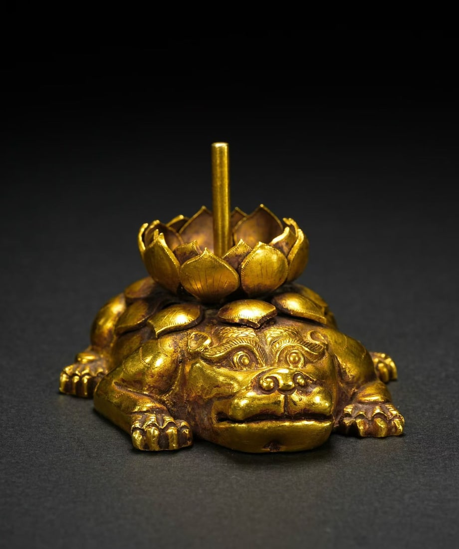 Gilt Bronze Carved Beast Shape Candlestick - 3