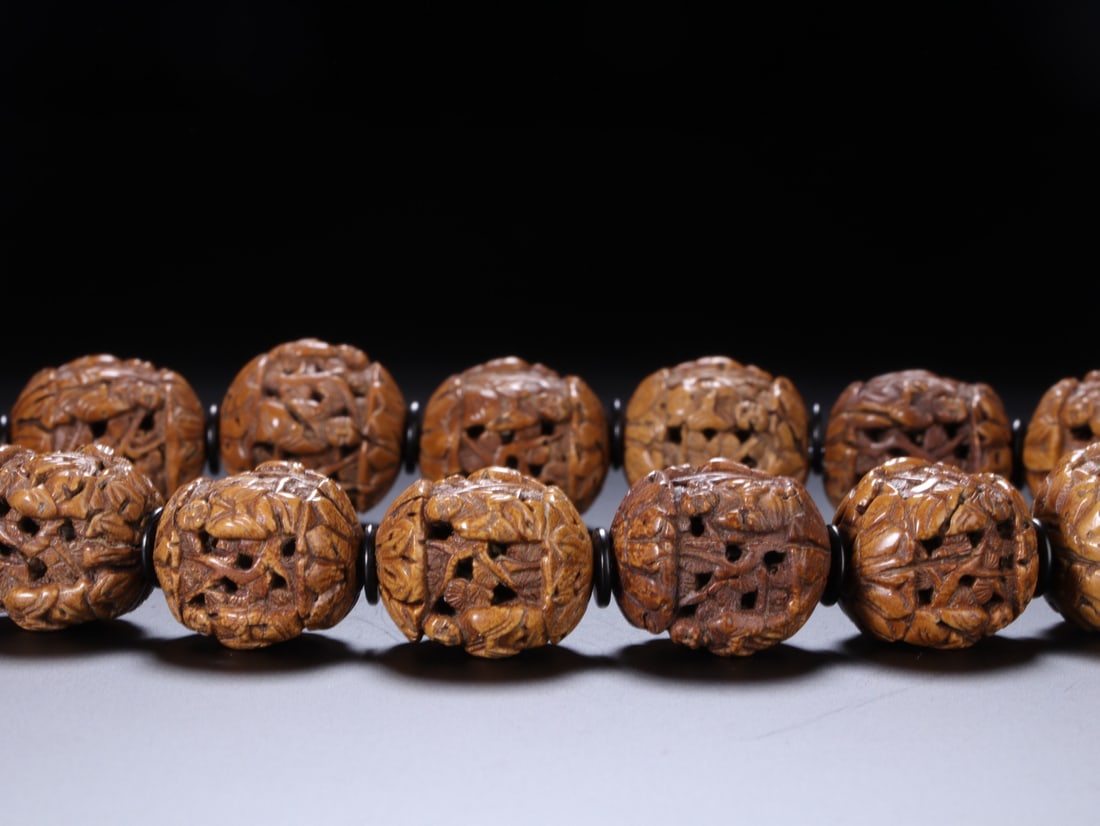 Olive Pit Carved Character Pattern Bead Bracelet - 2