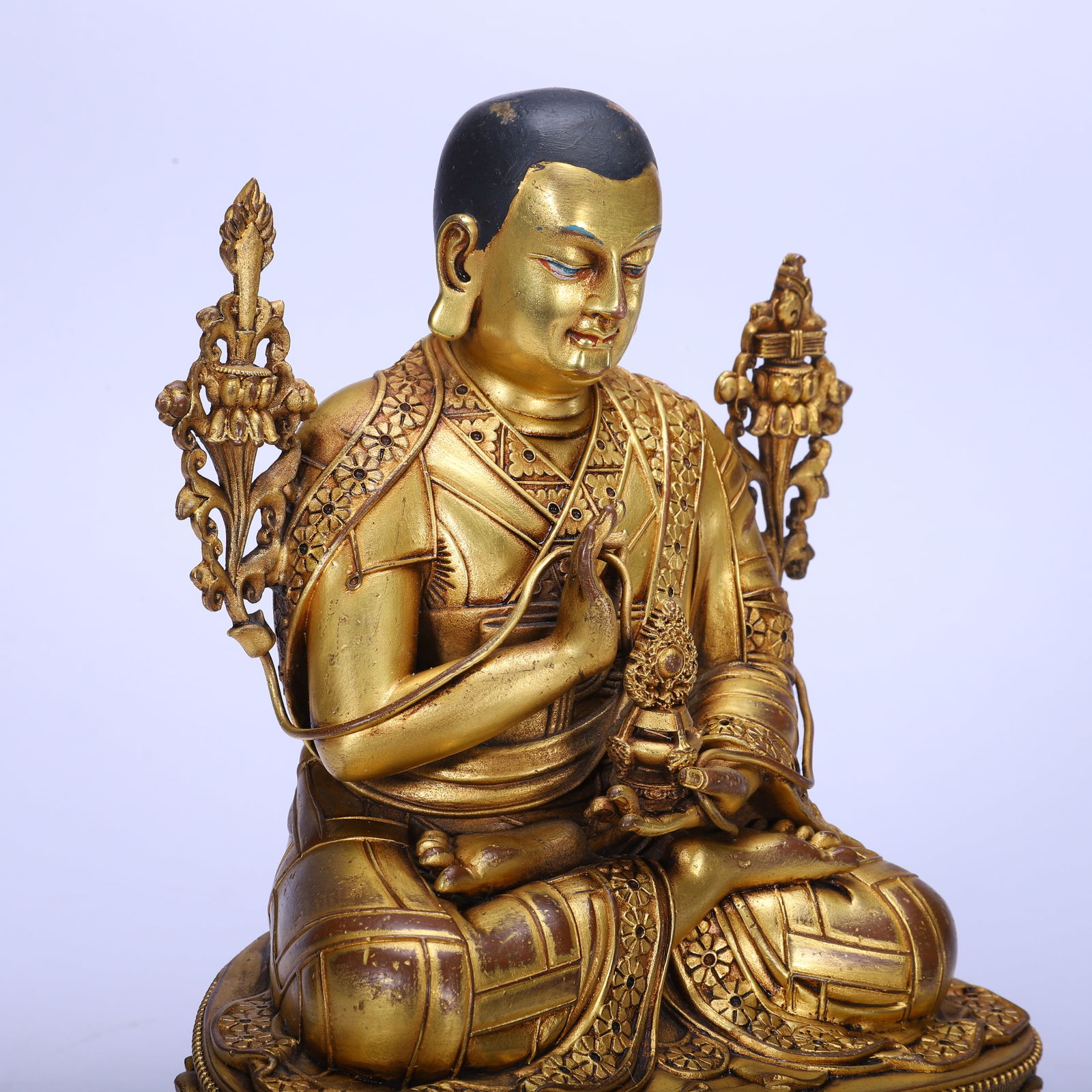 Gilt Bronze Guru Figure - 5