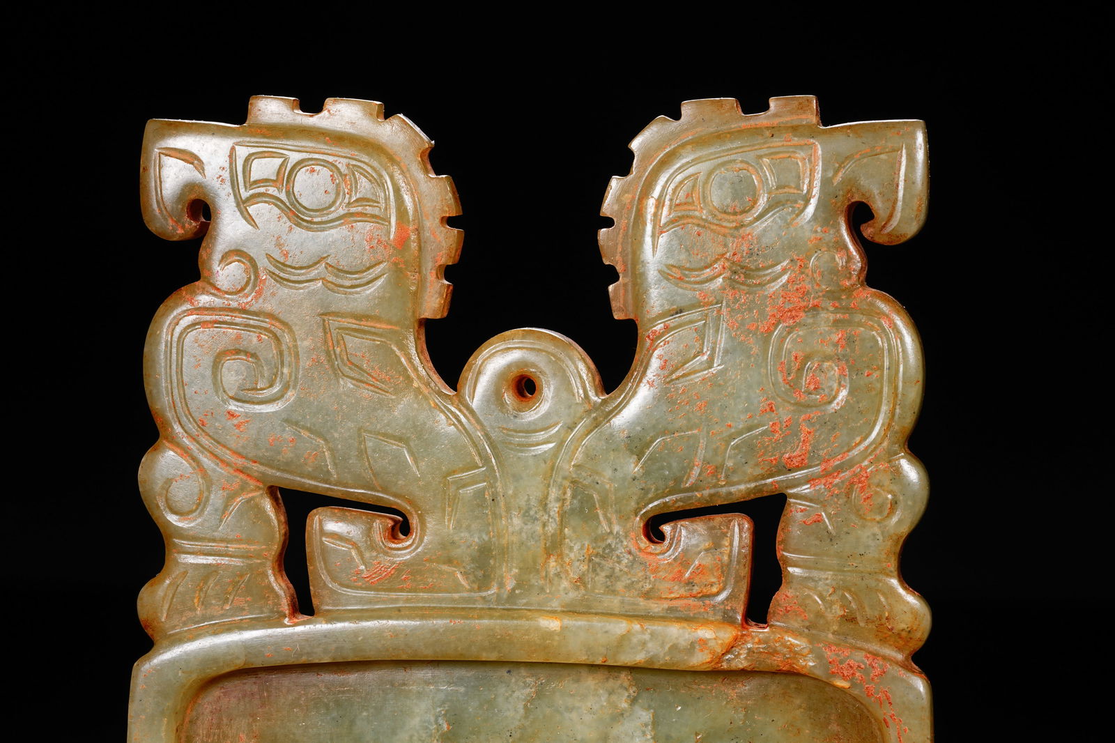 Jade Carved Beast Face Pattern Bird Shape Washer - 2