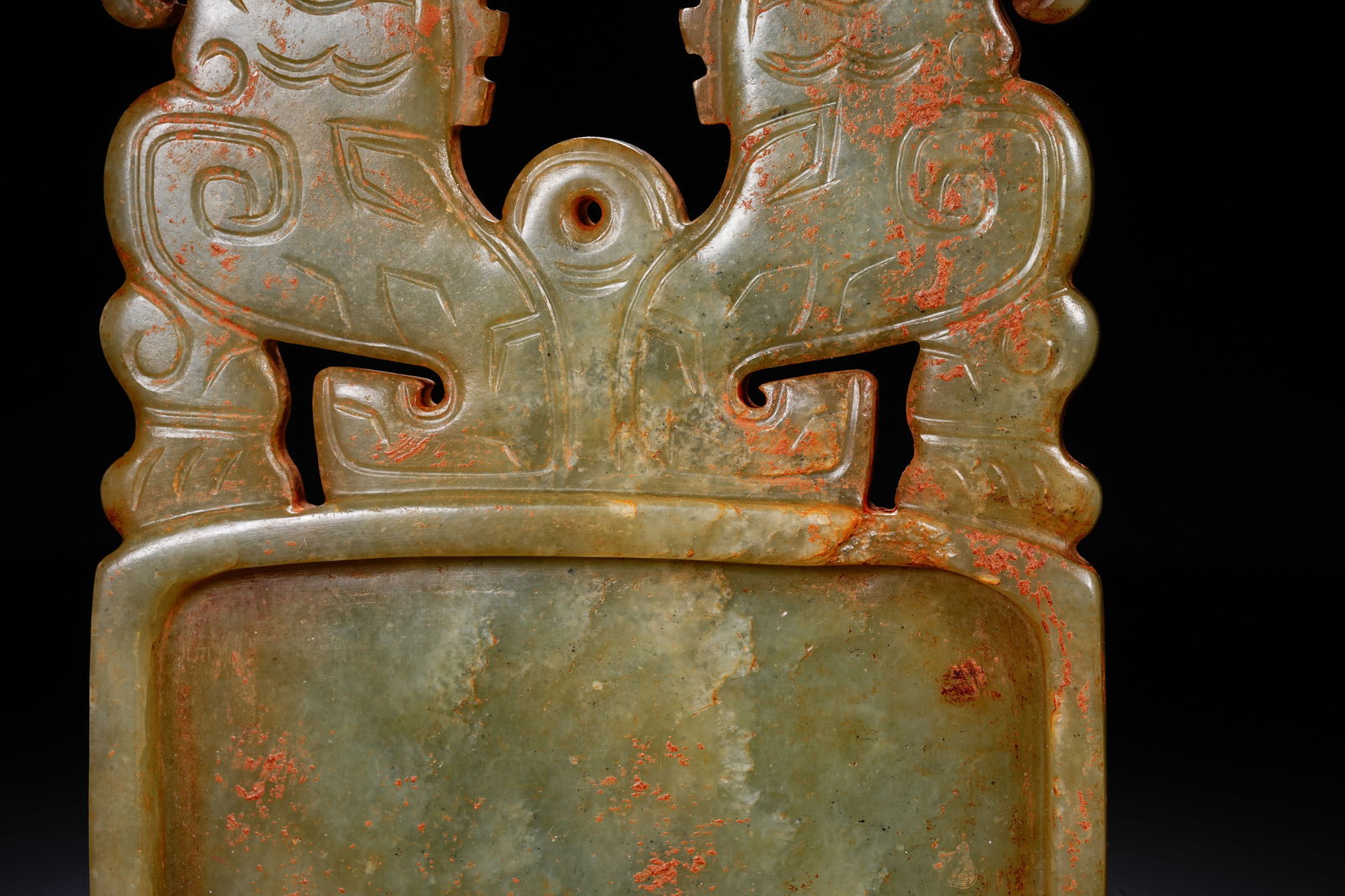 Jade Carved Beast Face Pattern Bird Shape Washer - 3