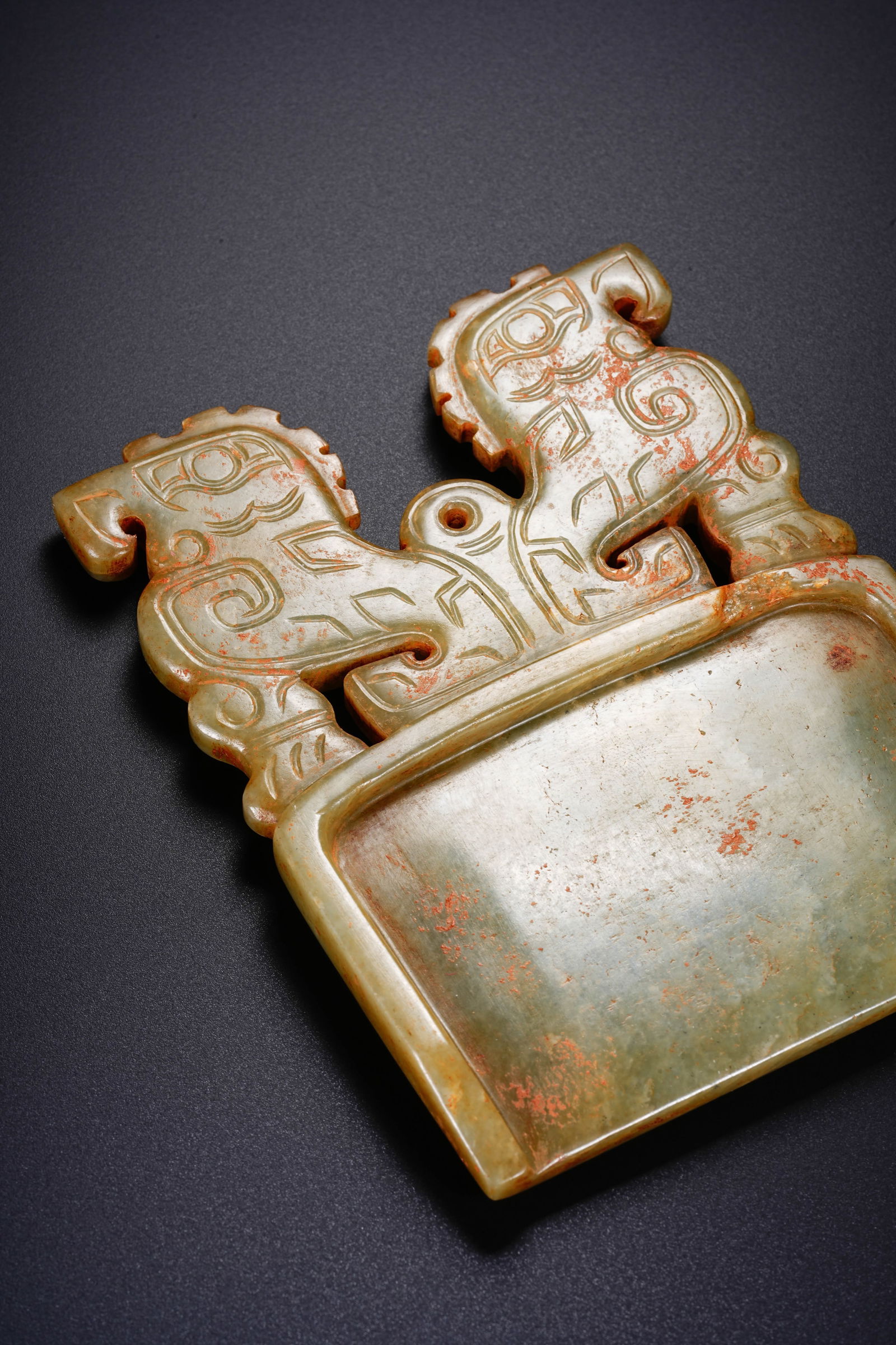 Jade Carved Beast Face Pattern Bird Shape Washer - 8