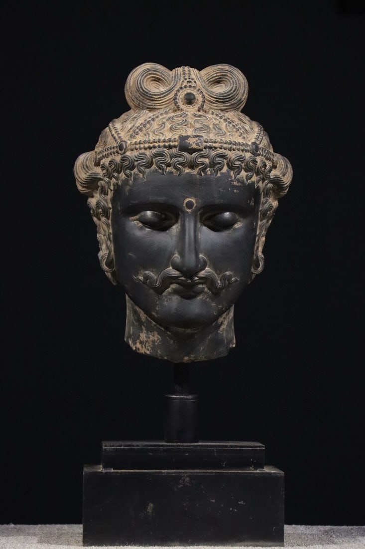 Stone Gandhara Head Figure: Stone Gandhara Head Figure (35cm)