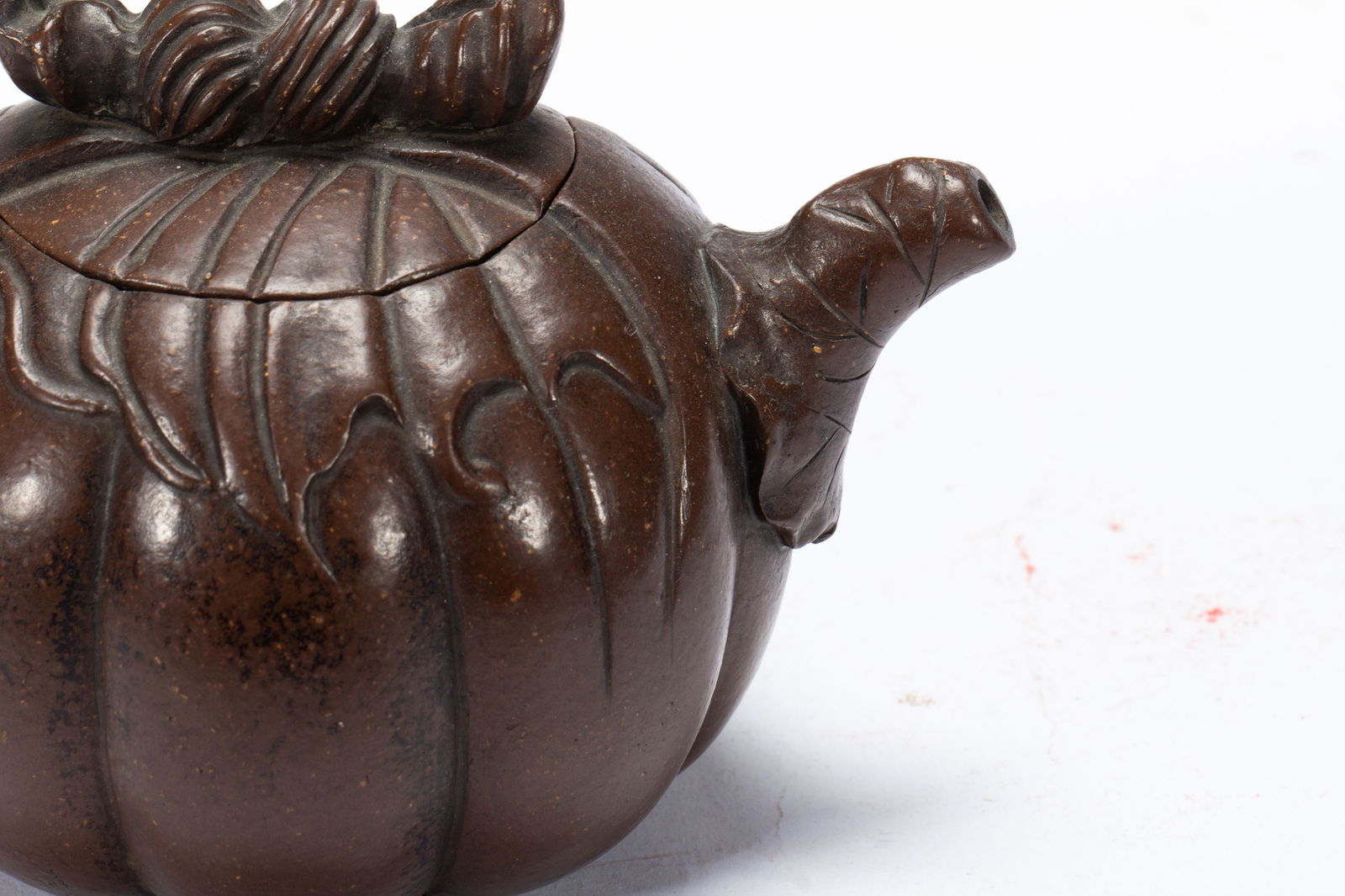 Purple Clay Carved Flower Pattern Teapot - 3