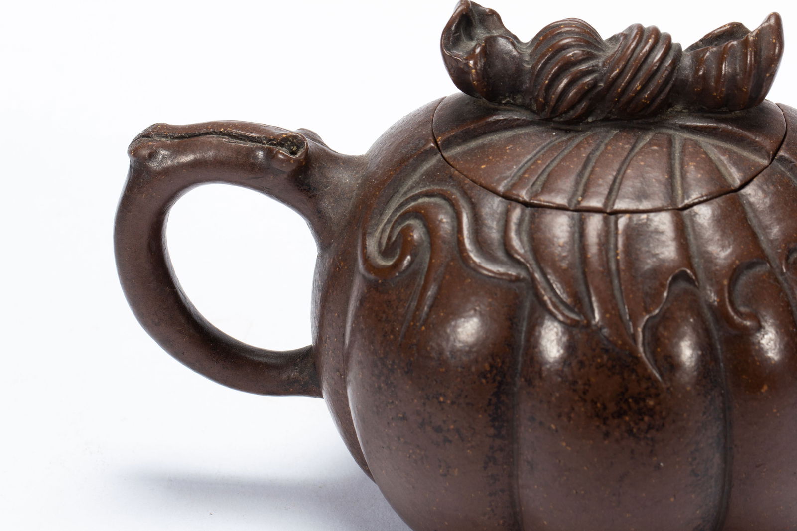 Purple Clay Carved Flower Pattern Teapot - 4