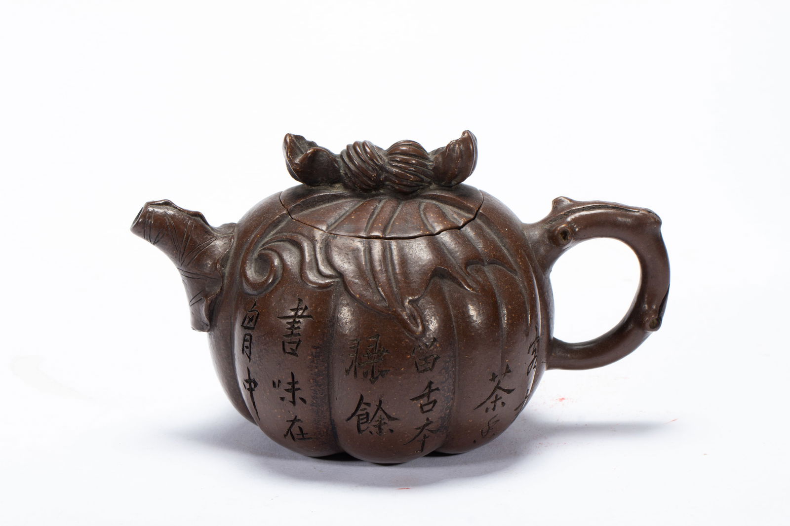 Purple Clay Carved Flower Pattern Teapot - 5