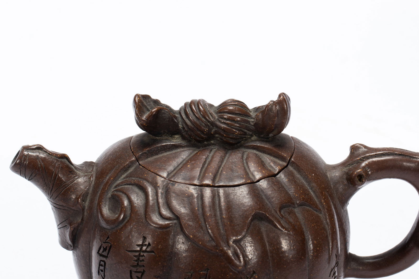 Purple Clay Carved Flower Pattern Teapot - 6