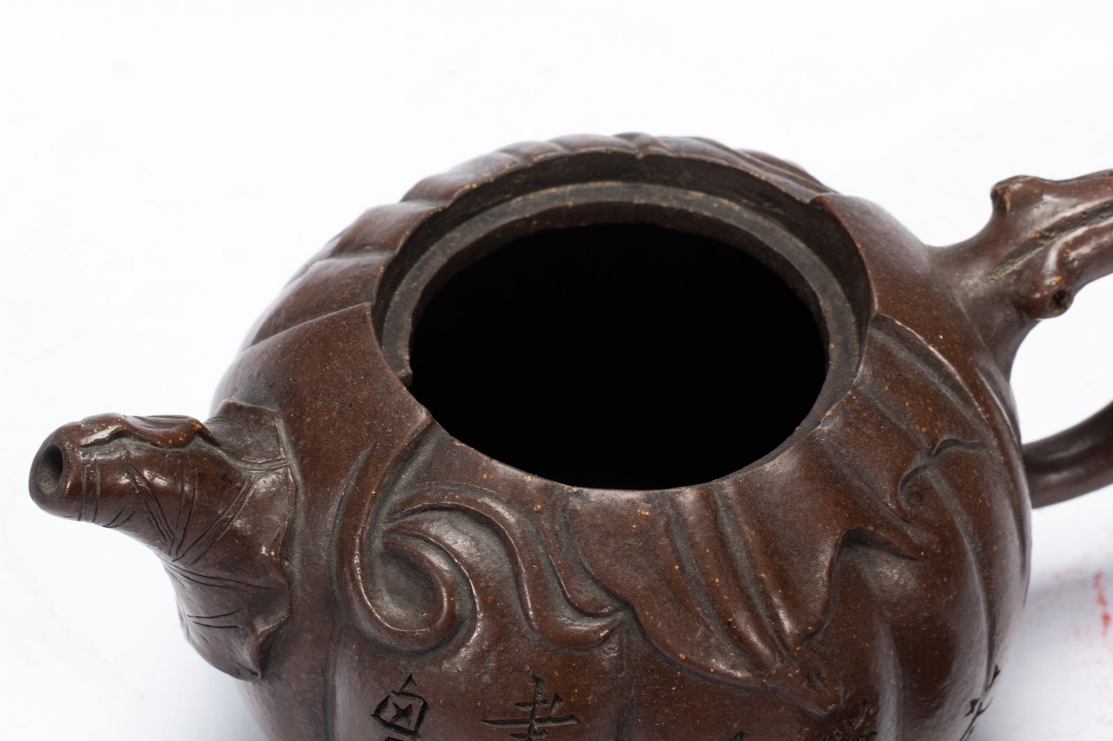 Purple Clay Carved Flower Pattern Teapot - 9