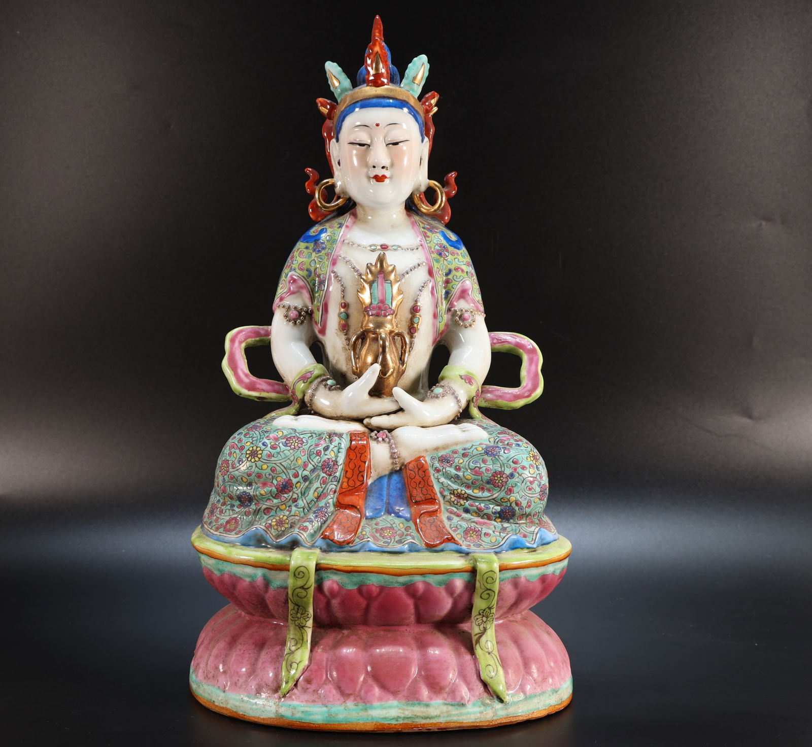 Famille Rose Infinite Life Buddha Porcelain Figure (1 of 12)