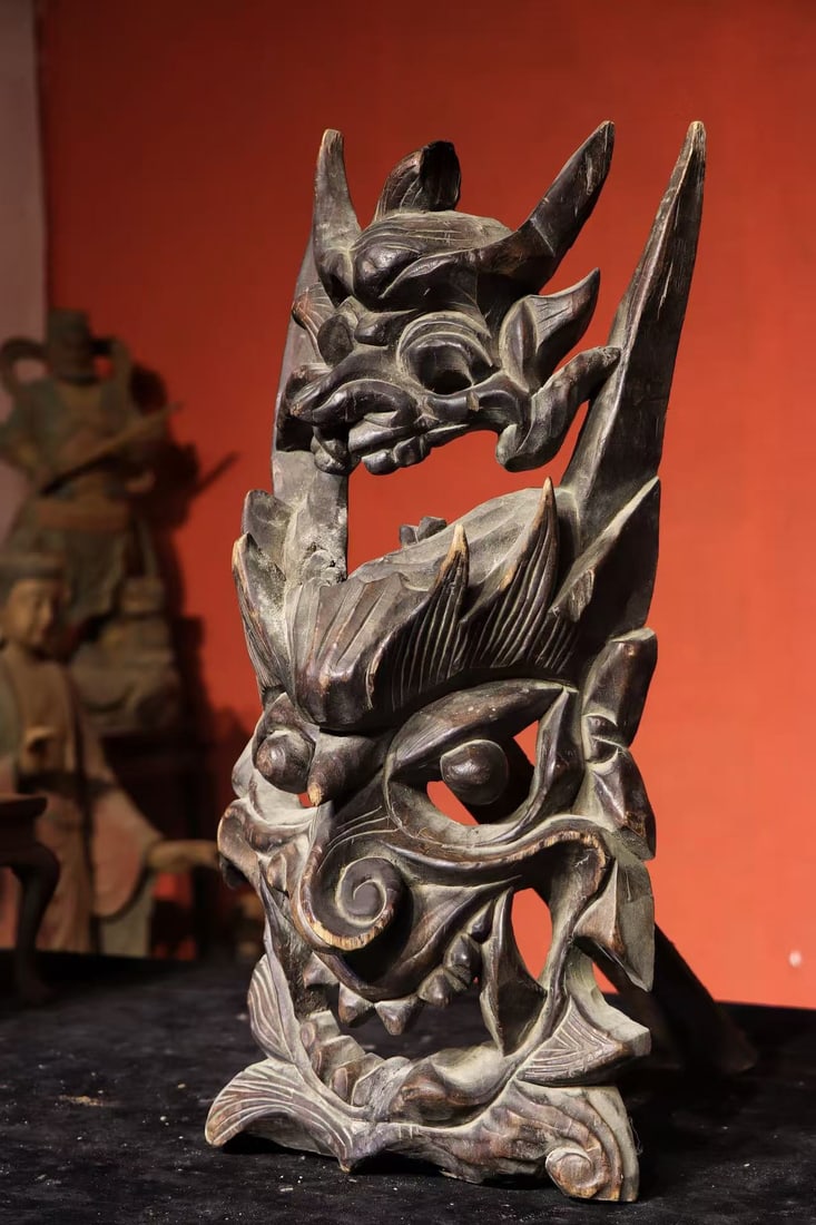 Wood Carved Beast Face Pattern Mask - 3