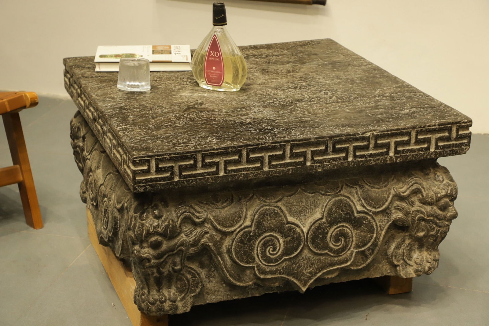 Stone Carved Flower and Beast Pattern Table - 5