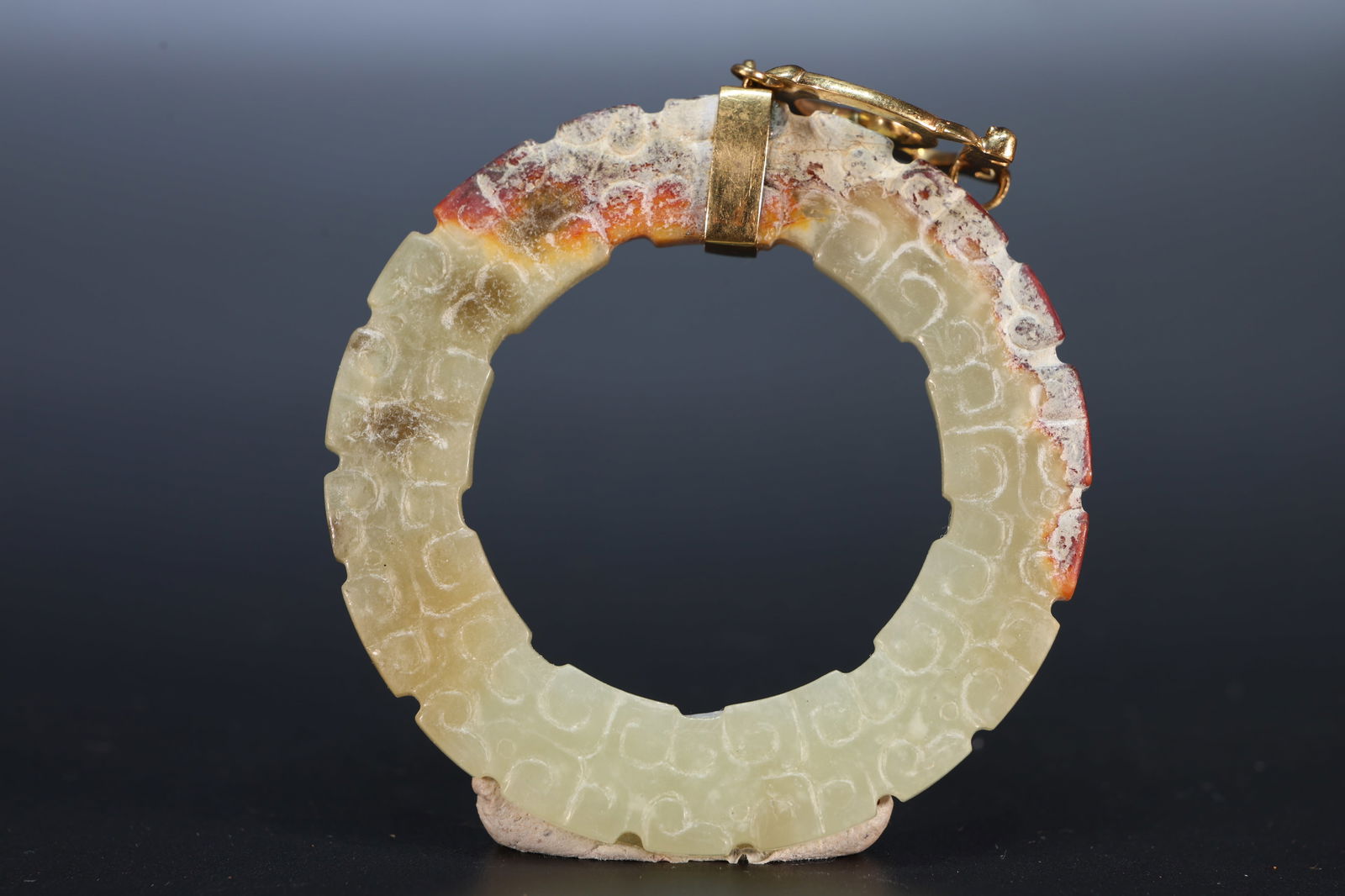 Jade Carved Cloud Pattern Ring - 3