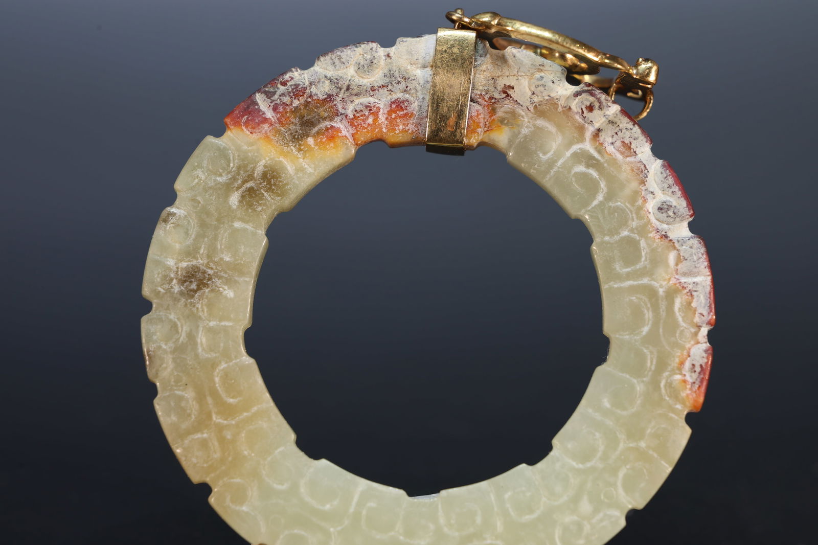 Jade Carved Cloud Pattern Ring - 4