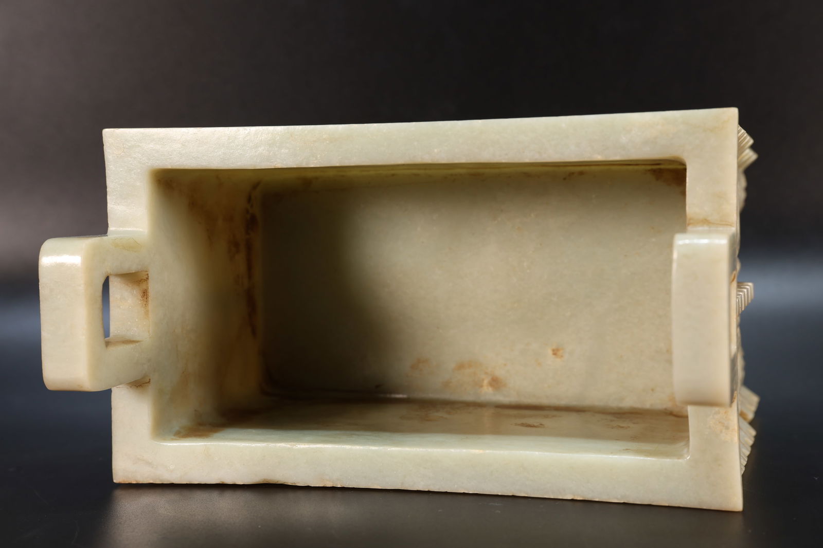 Jade Carved Beast Face and Bird Pattern Double Ears Ding - 11