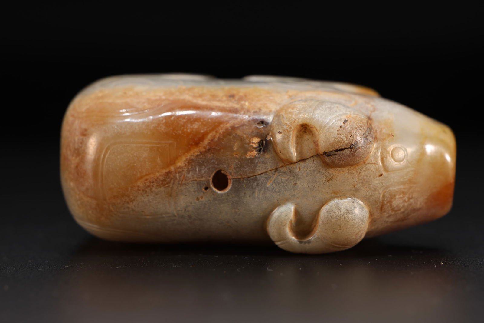 Jade Carved Beast Face Pattern Beast Shape Ornament - 6