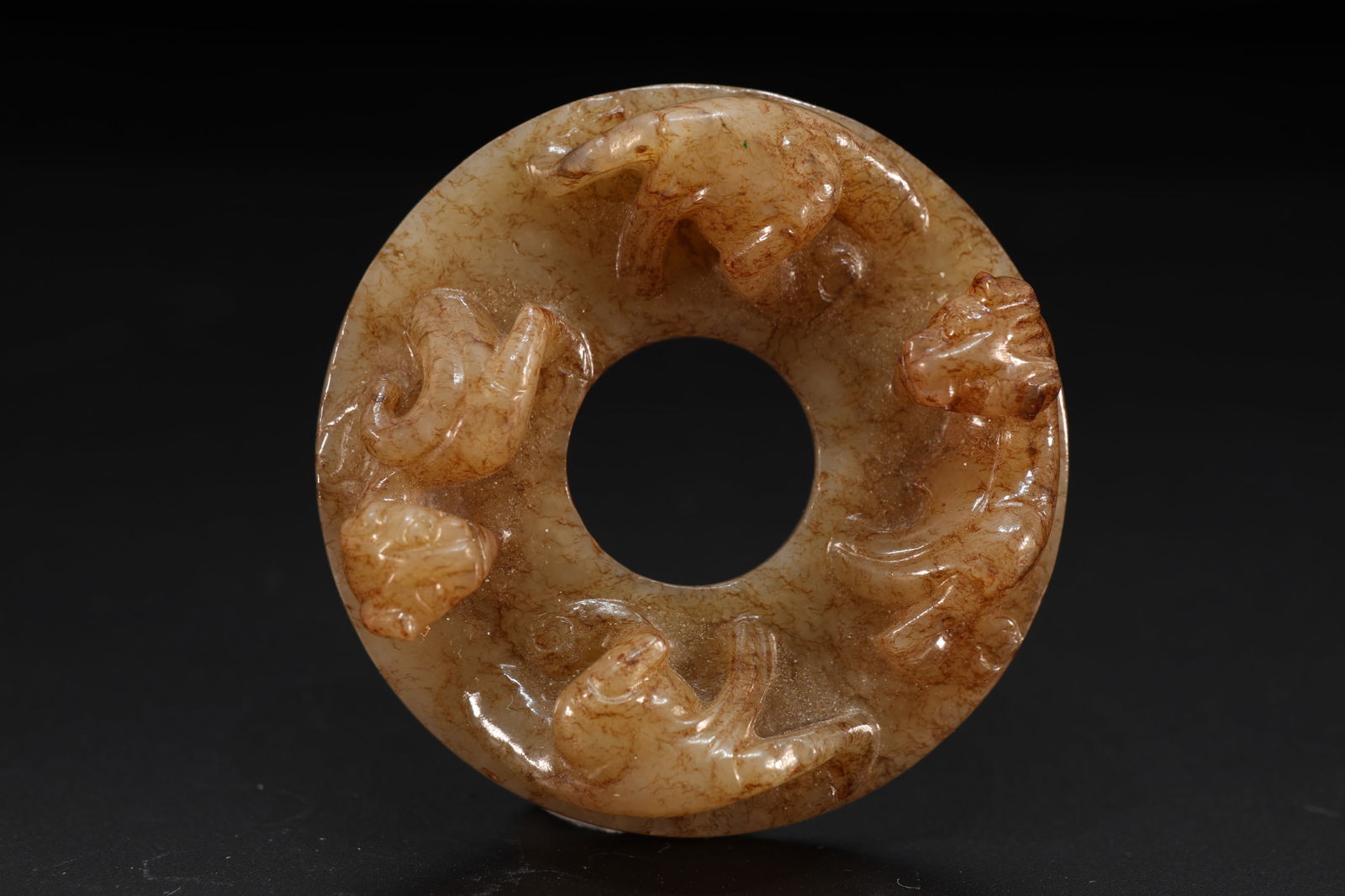 Jade Carved Chi Dragon Bi (1 of 4)