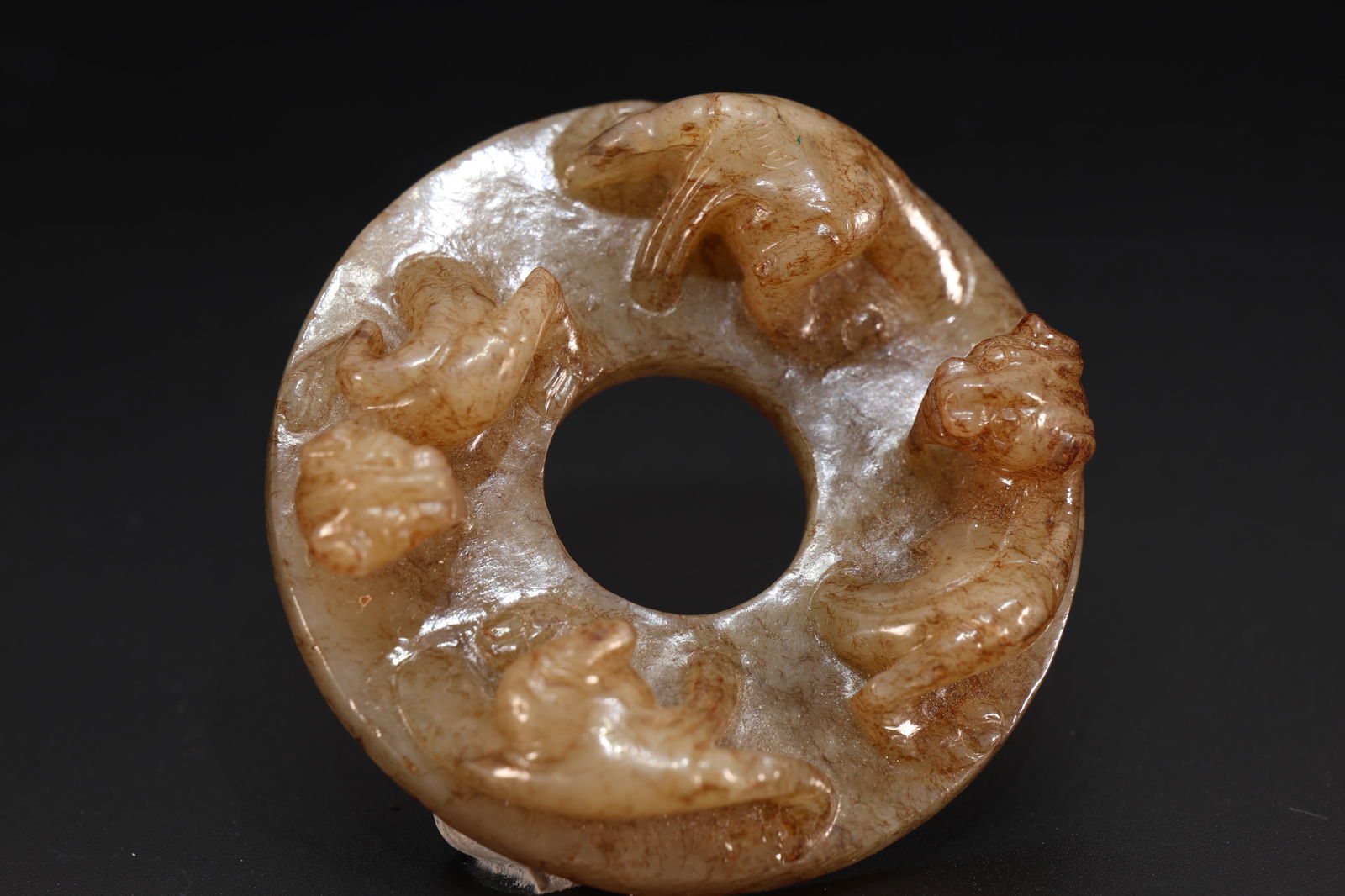 Jade Carved Chi Dragon Bi - 2