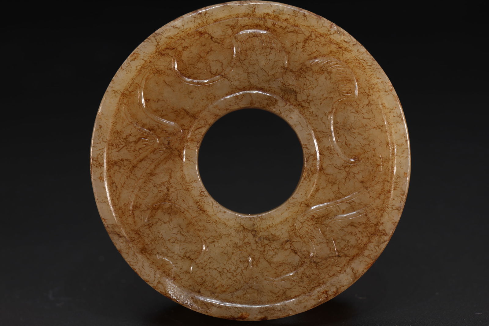 Jade Carved Chi Dragon Bi - 4