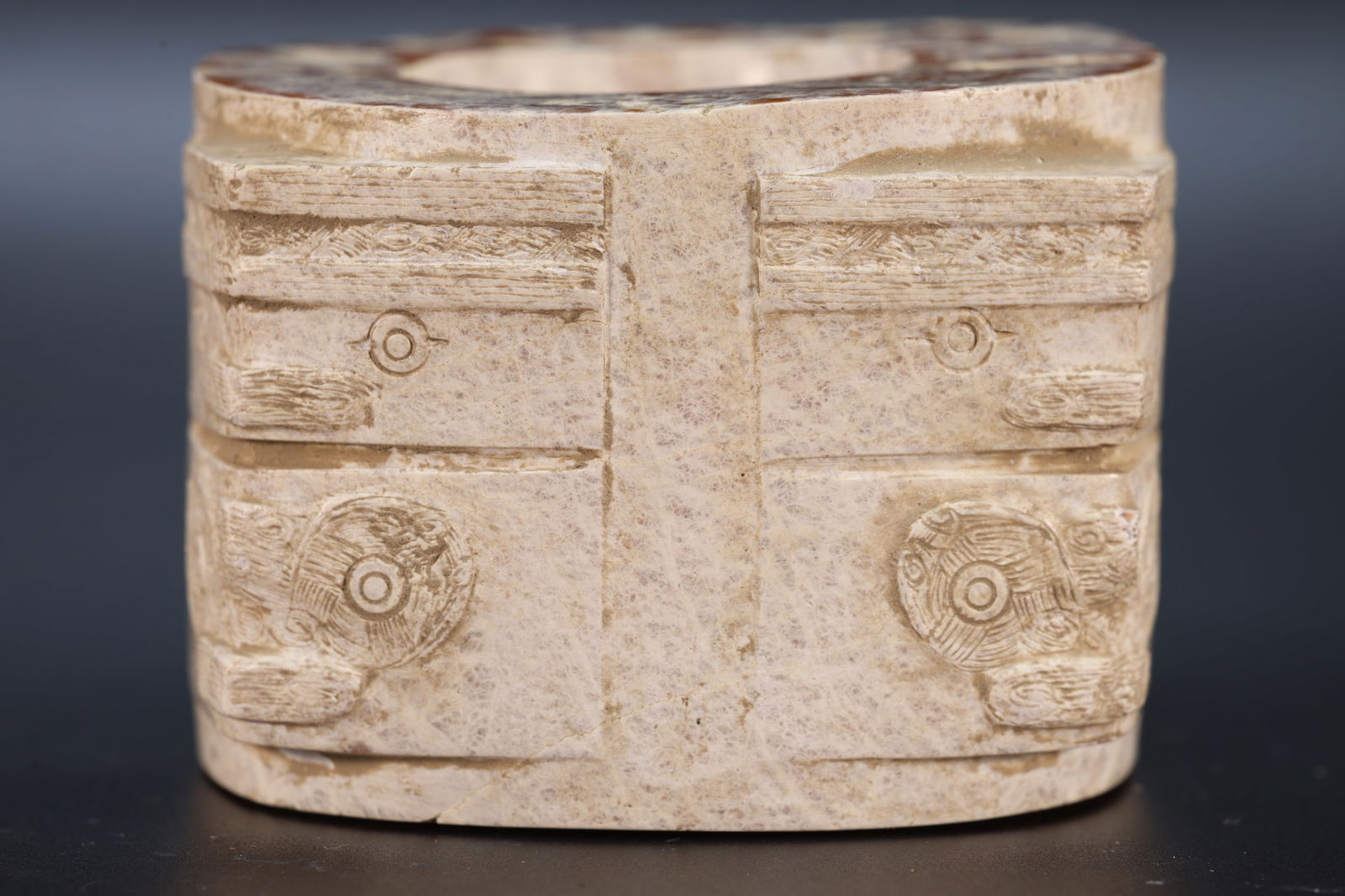 Jade Carved Beast Face Pattern Cong - 2