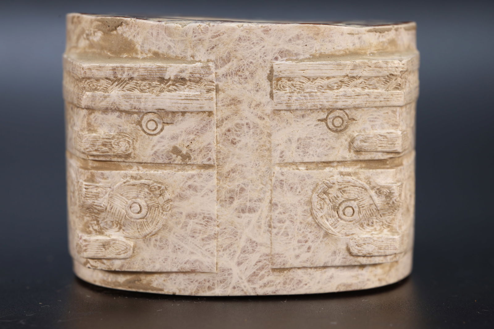 Jade Carved Beast Face Pattern Cong - 4